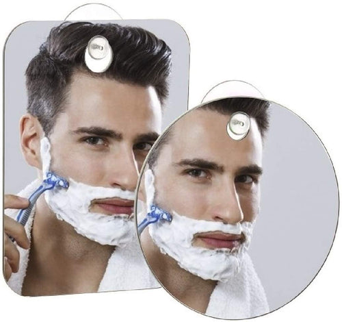 Fog Free Shower Shaving Mirror Rectangular and Round Shapes Set of 2 - Intriomart.com
