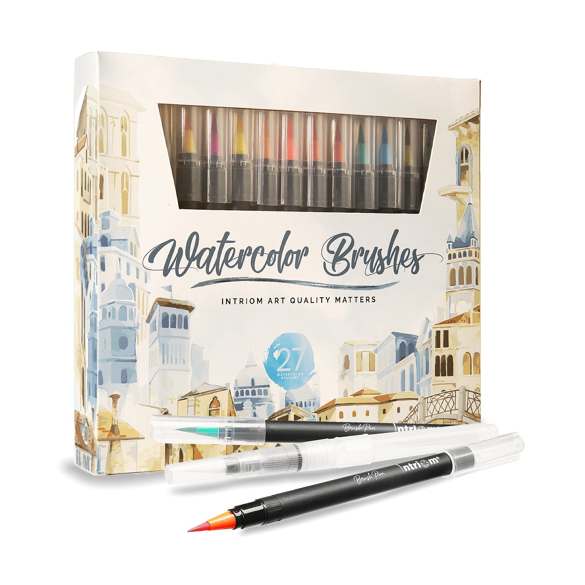 Intriom Watercolor Brush Pens Assorted Set Colored