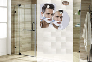 Fog Free Shower Shaving Mirror Rectangular and Round Shapes Set of 2 - Intriomart.com