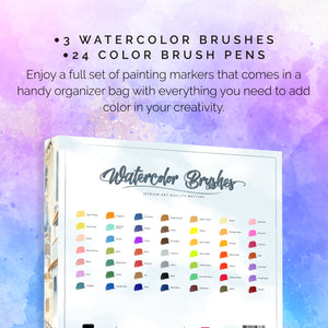 Intriom Watercolor Brush Pens Assorted Set Colored 49 + 3 Water Pens +8 Watercolor Paper Complete Art Supply Coloring & Inking Markers